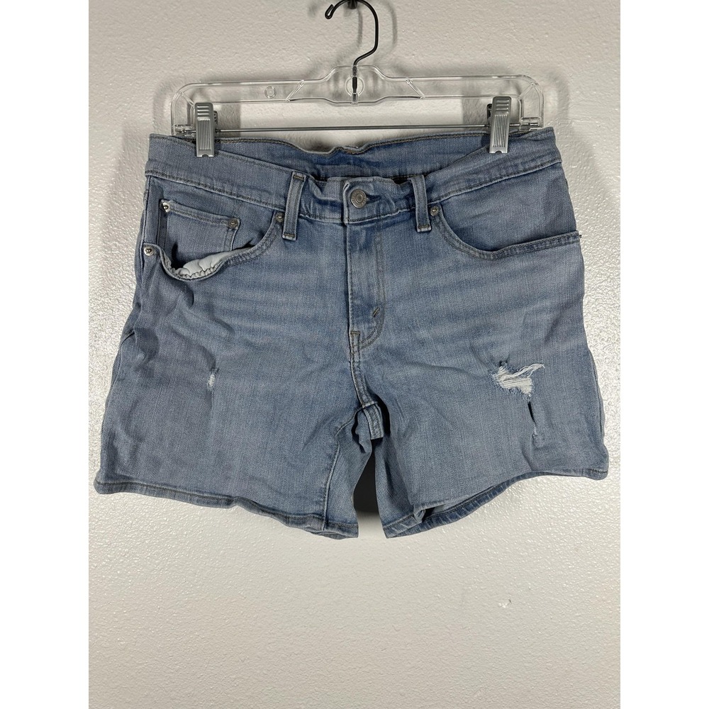 Levis Denim Shorts Womens 30 Light Wash Distressed Mid Rise Jean Casual